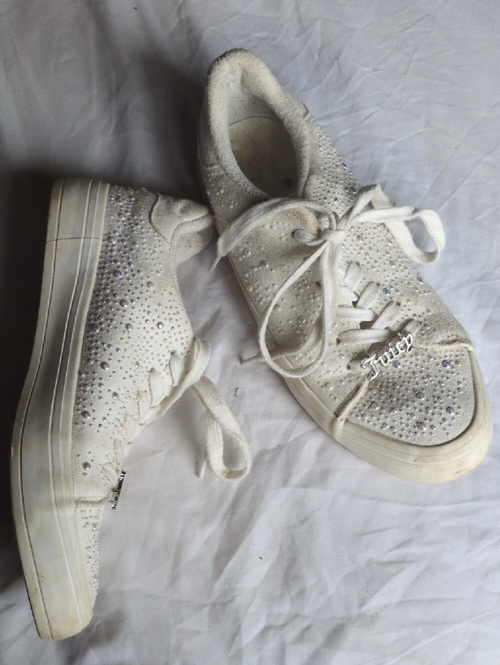 Juicy Couture White Crystal-Accented Women's Sneakers
